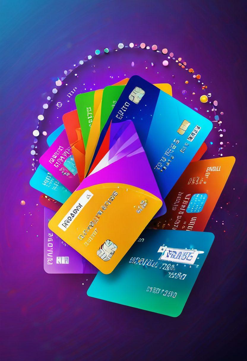 A stylish and modern credit card embedded with sparkling gems, surrounded by a variety of exclusive rewards like travel tickets, luxury goods, and dining experiences. The background features a graph showing an upward trend symbolizing investment growth. vibrant colors. 3D. modern design.